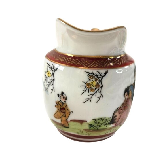 Antique Japanese Kutani Porcelain Tea Set Hand-Painted Geisha Floral Motif je105 - Picture 5 of 12